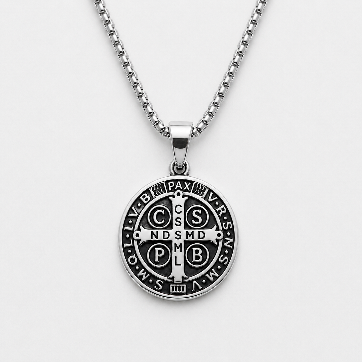 Medal of St Benedict Pendant - Silver