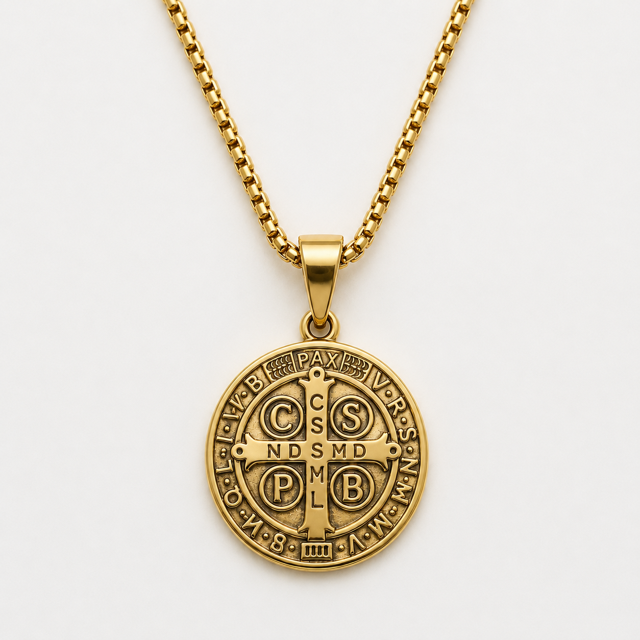 Medal of St Benedict Pendant - Gold